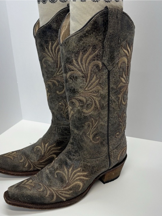 Circle G 36632 Brown Cowhide Embroidered Design Cowgirl Boots Women's Size 7.5 M - Picture 5 of 12